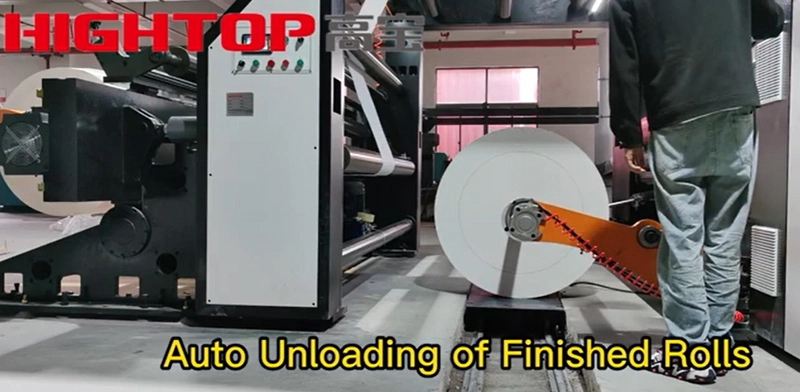 How to Unload Finished Rolls Automatically in Gaobao GBK Model Slitting And Rewinding Machine?
